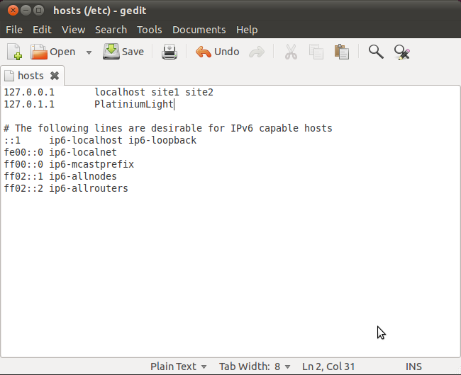 Screenshot - hosts (/etc) - gedit